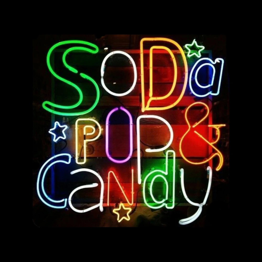 

Soda POP & Candy Neon Light Sign Custom Handmade Real Glass Tube Store Shop Advertise Room Decoration Display Lamp 19"X19"