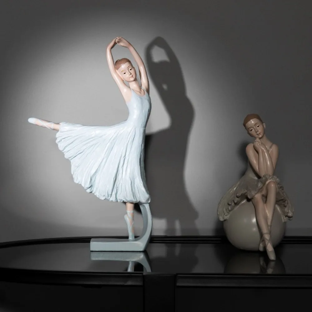 

Nordic Creative Ballet Girl Figurine Ins Style Dancer Statue For Princess Room Decor Sample House Soft Furnishing Art Piece