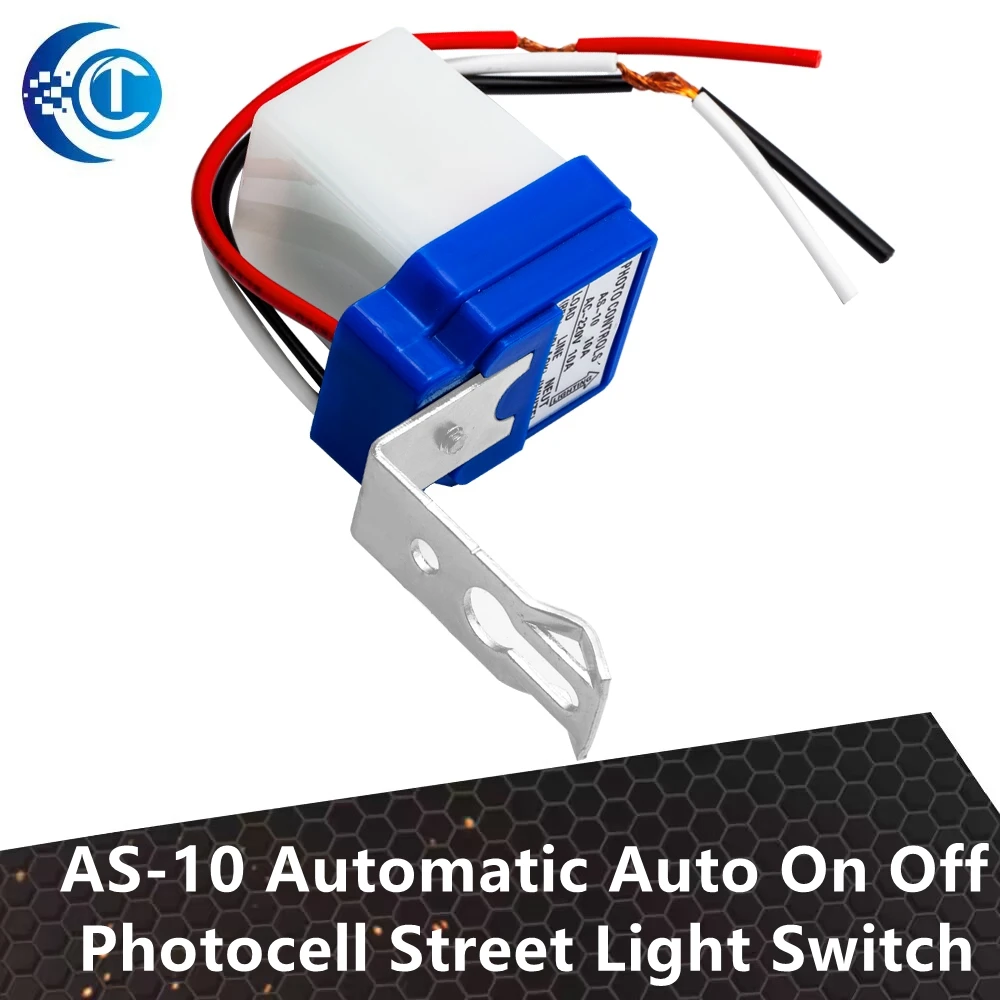 AS-10 Automatic Auto On Off Photocell Street Light Switch DC AC 220V 50-60Hz 10A Photo Control Photoswitch Sensor Switch