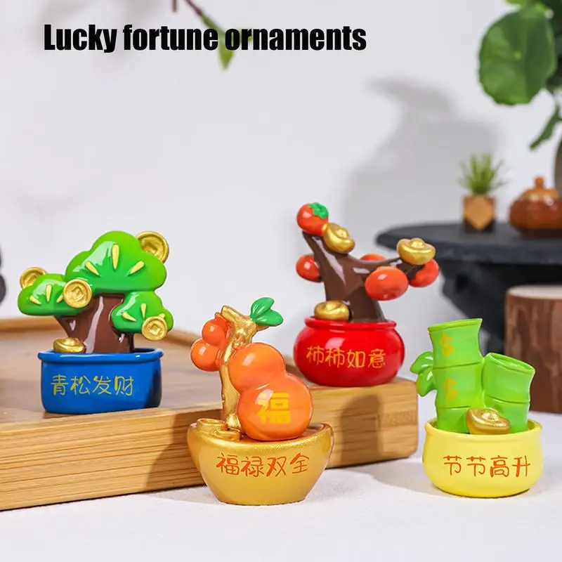 Feng Shui Fortune Tree Resin Fortune Tree Decorations Car Inner Ornaments Miniature Desk Figurines Adorable Collectibles For