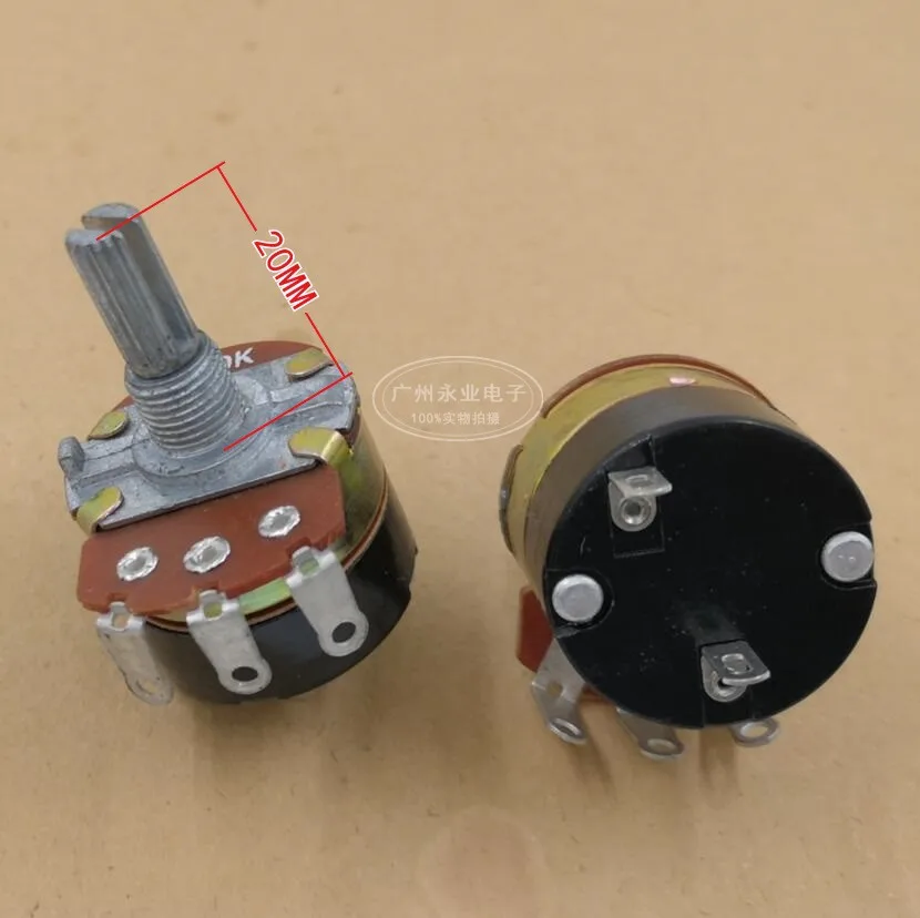 2 Piece WH138-1 High Power With Switch Potentiometer B10K Dimming Switch Adjustable Resistance B103 Handle 20MM