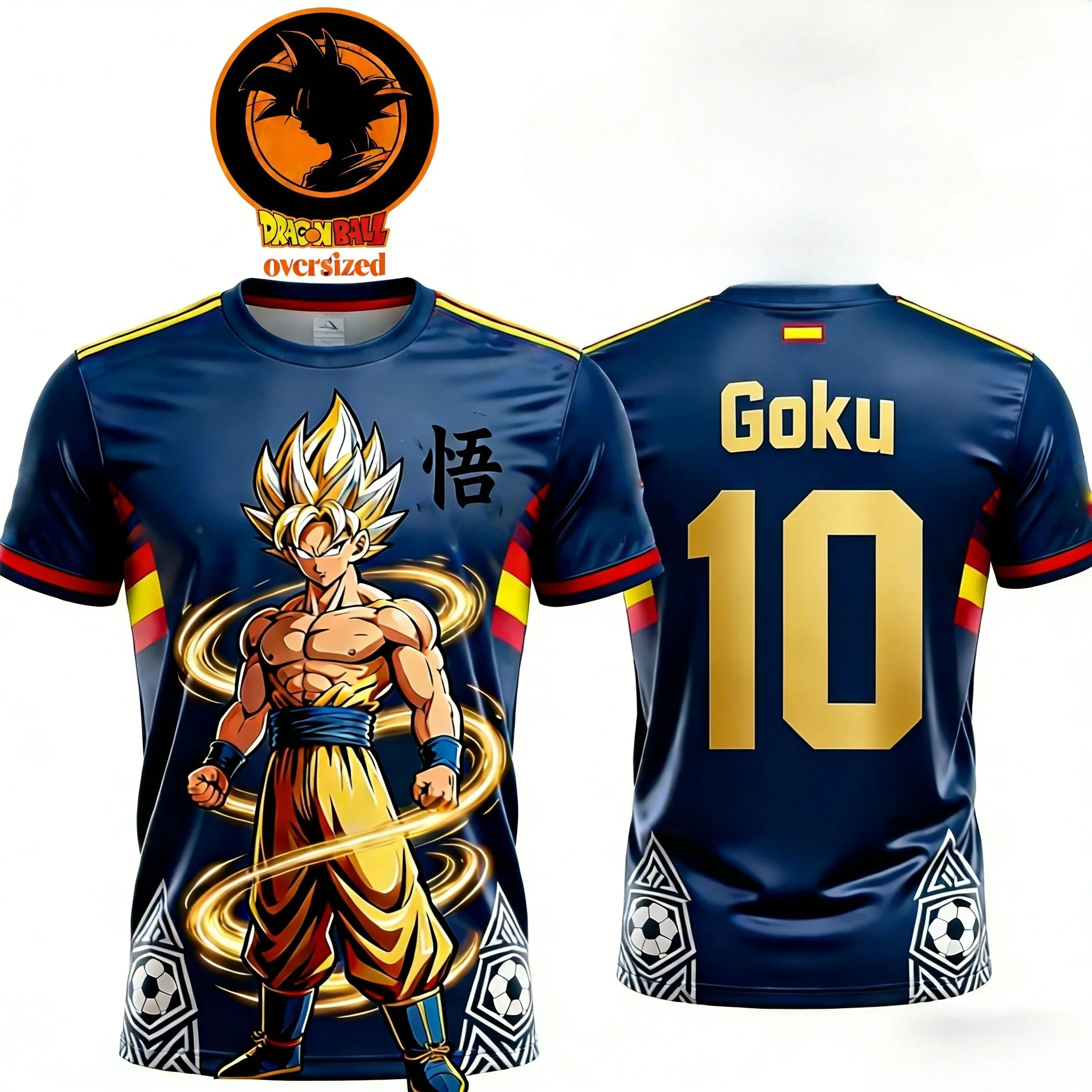 Classic retro men's sports round-neck T-shirt with Dragon Ball print. Children's fashionable, breathable and skin-friendly top.