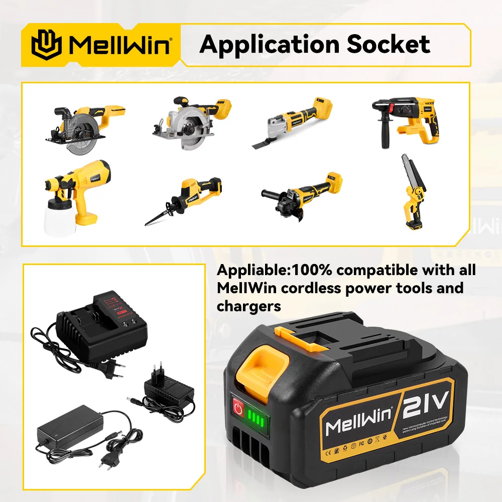 MELLWIN 21 فولت بطارية ليثيوم قابلة للشحن Pack15000 مللي أمبير بطارية حزمة لماكيتا 18 فولت بطارية دبوس الحفر الكهربائية/أداة السلطة