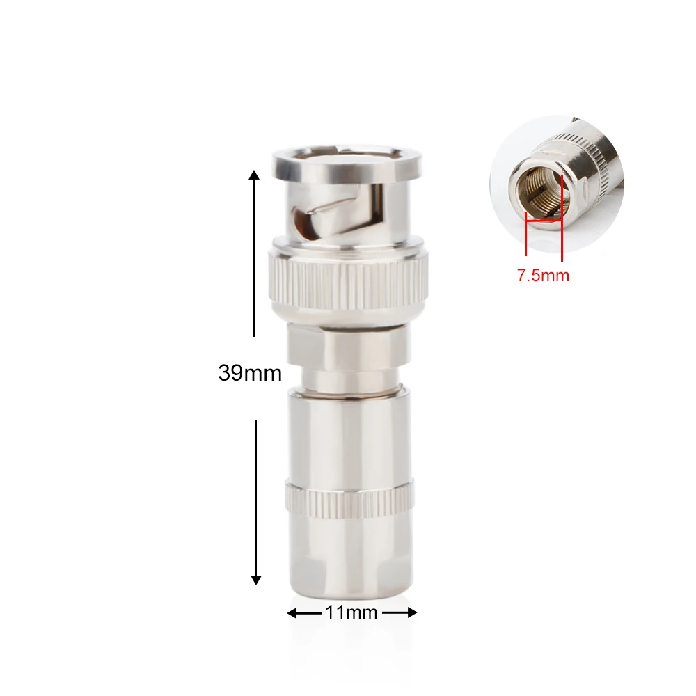 Preffair Rhodium Plated BNC Plug Fever Coaxial Digital Cable Plug BNC Male Plug To Female Jack Adapter Connector Brass 50ohm