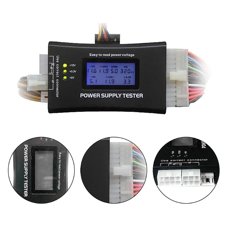 Digital LCD PC Power Supply Tester 20/24 Pin ATX PSU Checker Diagnostic Tool