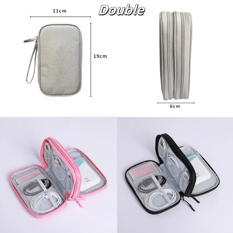 1pc Pink/Grey/Black/Navy Travel Portable Digital Product Storage Bag USB Data Cable Organizer Headset Charging Treasure Box Bag