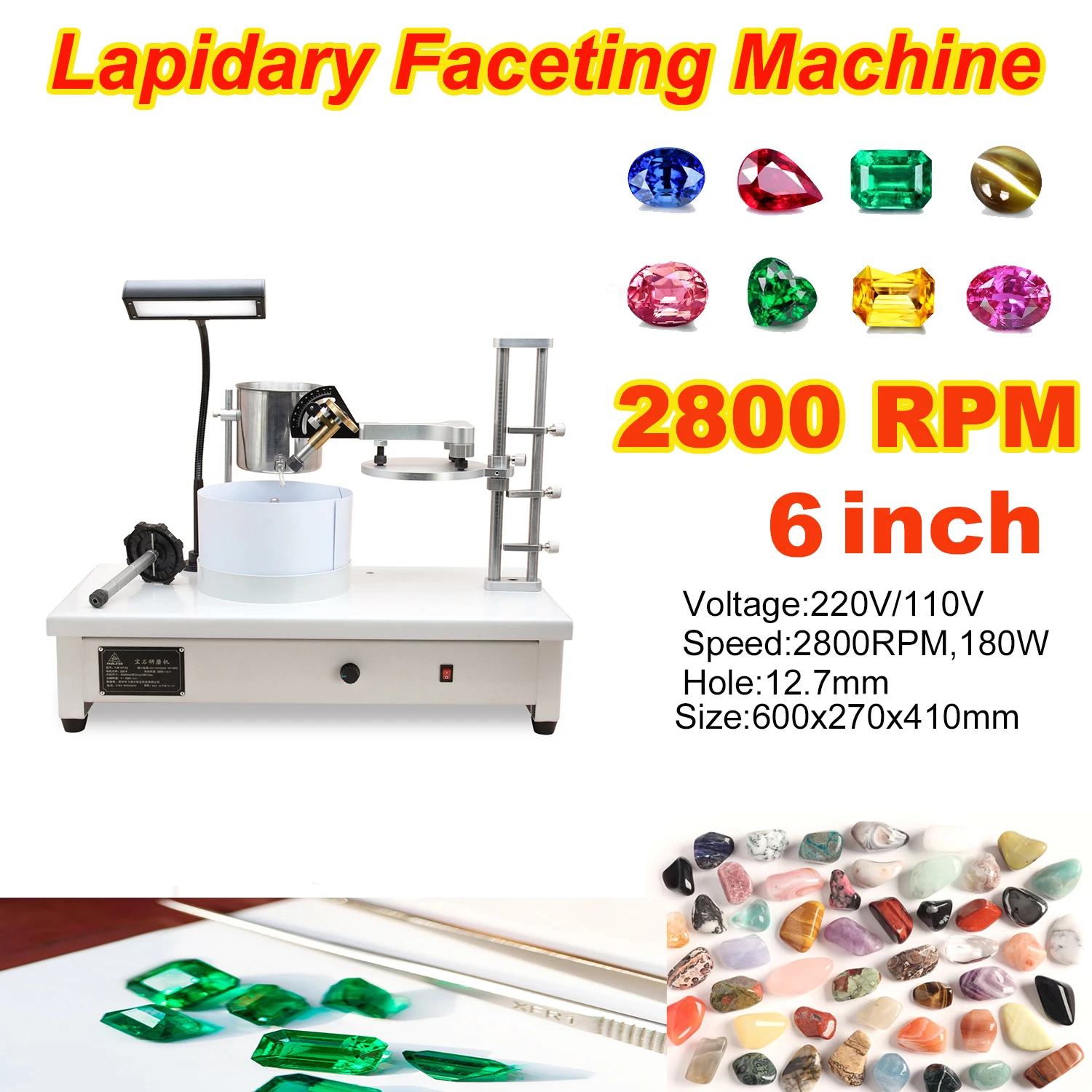 Kinway KW-20A Gem Grinding Machine Digital Display Gem Jade Jewelry Polisher Metal 220V
