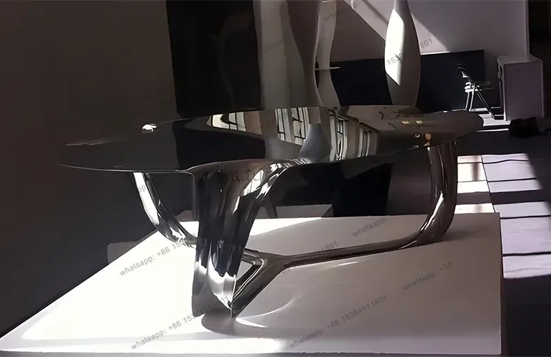 YJ  Creative FRP electroplating stainless steel silver coffee table model room special-shaped irregular fashion