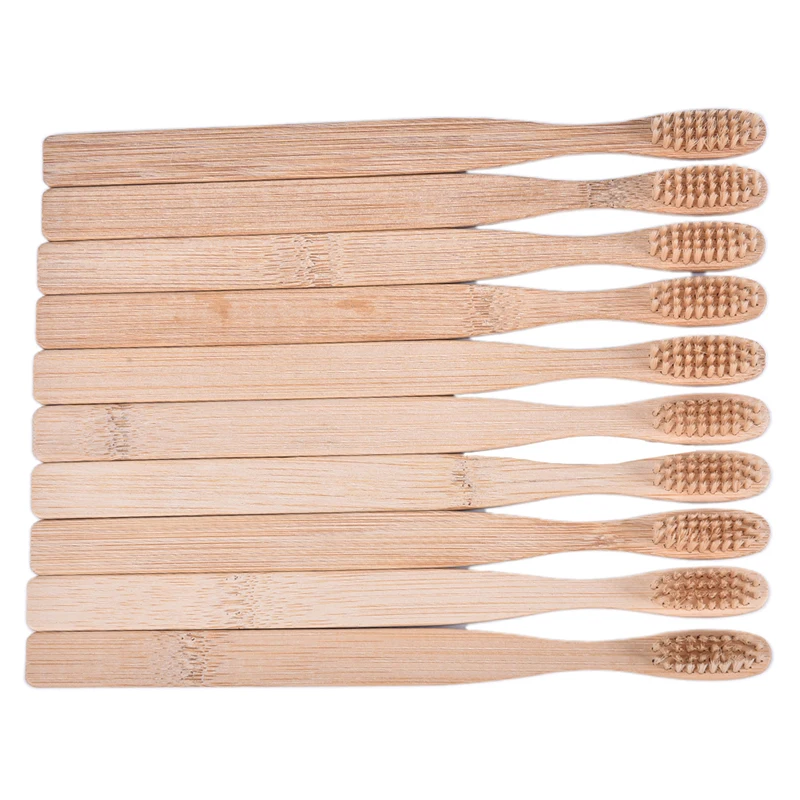 10pcs/set Environmental Bamboo Charcoal Toothbrush For Oral Health Low Carbon Medium Soft Bristle Wood Handle Toothbrush