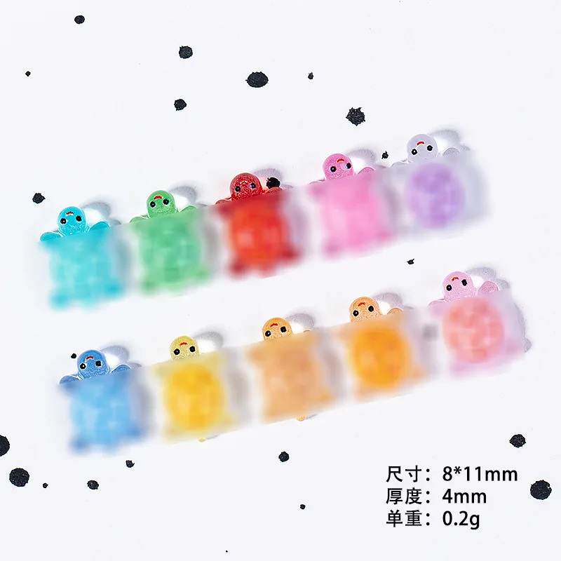 Resin Mini Turtle Luminous Effect Diy Nail Patch Children's Earrings Hair Clip Decorative Material