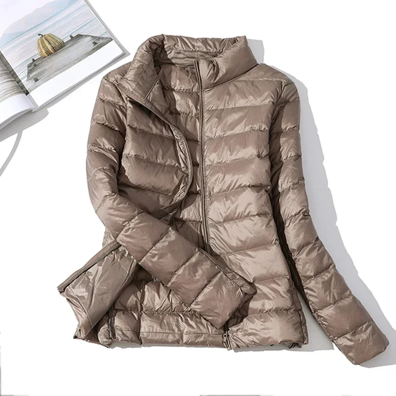 Chaqueta de plumón ultraligera para mujer, Parkas básicas de terciopelo con capucha, prendas de vestir de otoño e invierno, novedad de 2024