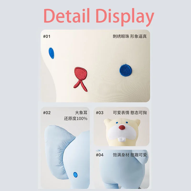 60cm Cartoon Ice Silk Animal Pillow Cooling Touch Elephant Rabbit Bear Otter Plush Cushion for Summer Bedroom Sofa Home Decor
