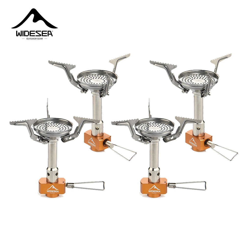 Widesea Camping Gas Burner Tourist Stove Outdoor Portable Heater Cooker Survival Survival Furnace Pocket Picnic Cookware 4PC