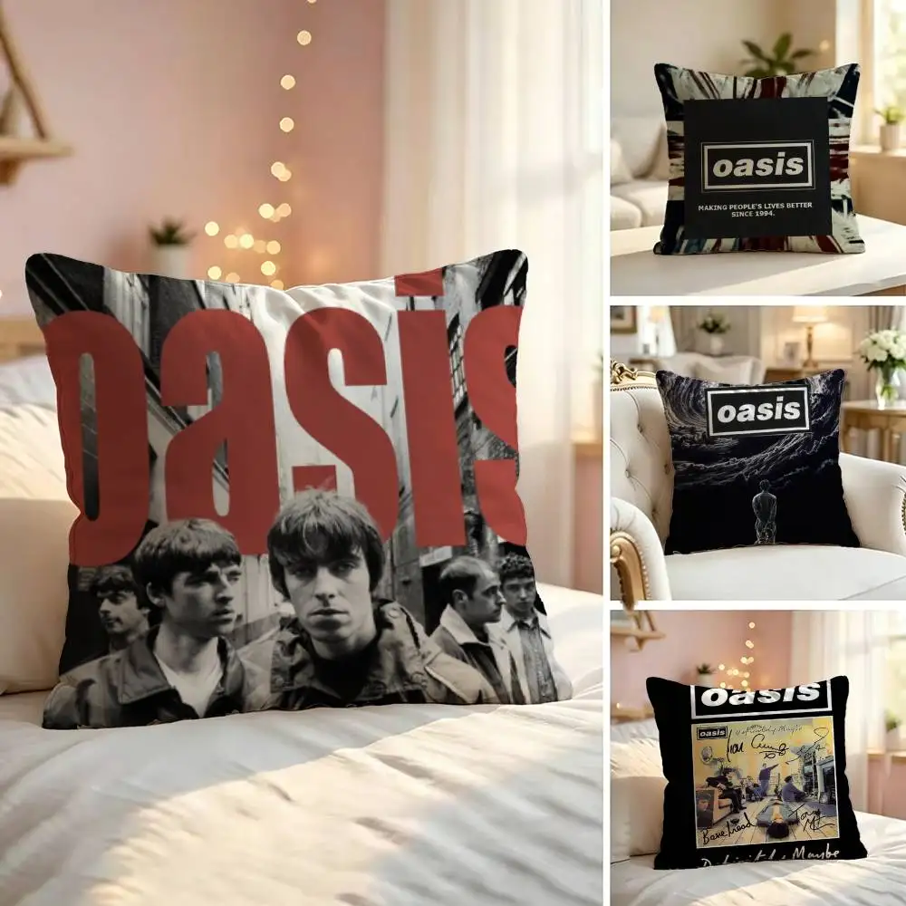 Britpop O-Oasis Square Double-Sided printed Pillow Case Bedroom Bedside Pillow Sofa Cushion Cover