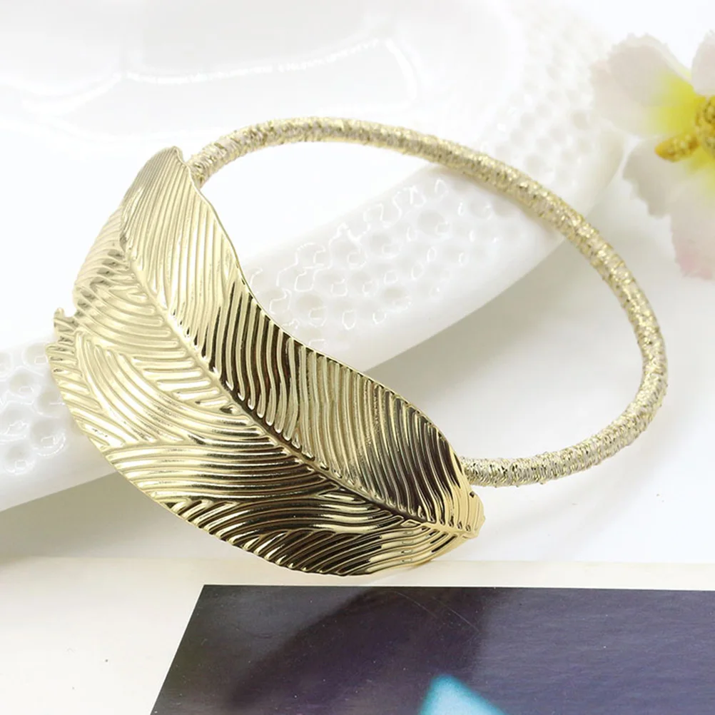 

4pcs Alloy Band Elastics Ponytail Holder Scrunchies Hair Tie Ties Hairwear Leaf Design Elegant Hair Accessory Women Decorative