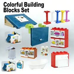 Bloques de construcción grandes para niños y niñas, accesorio de horno microondas, bañera, Compatible, bloques grandes, ensamblar, juguetes creativos, regalos