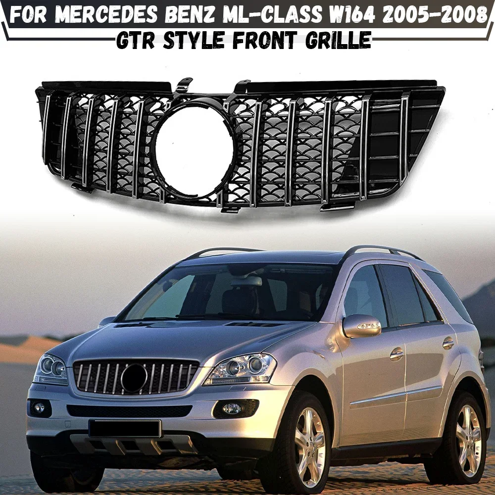 For Mercedes Benz ML W164 2005-2008 ML320 ML350 ML500 GTR Style Front Grille Racing Grill Mesh Tuning Accessories