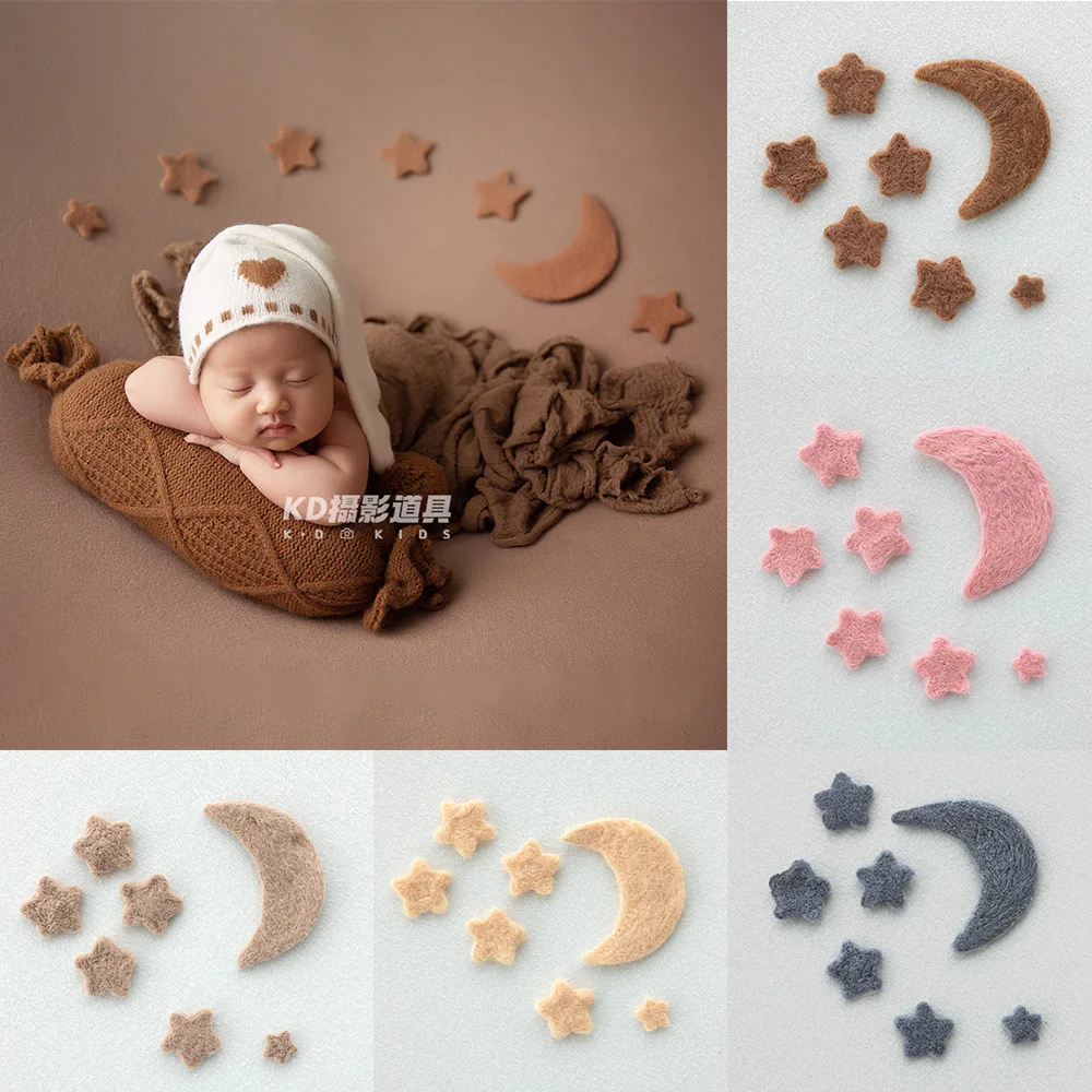 

Babies Accessories Newborn Handmade Wool Felt Moon Stars Newborn Photography Props 0 to 3 Months Baby Studio Creative Photos