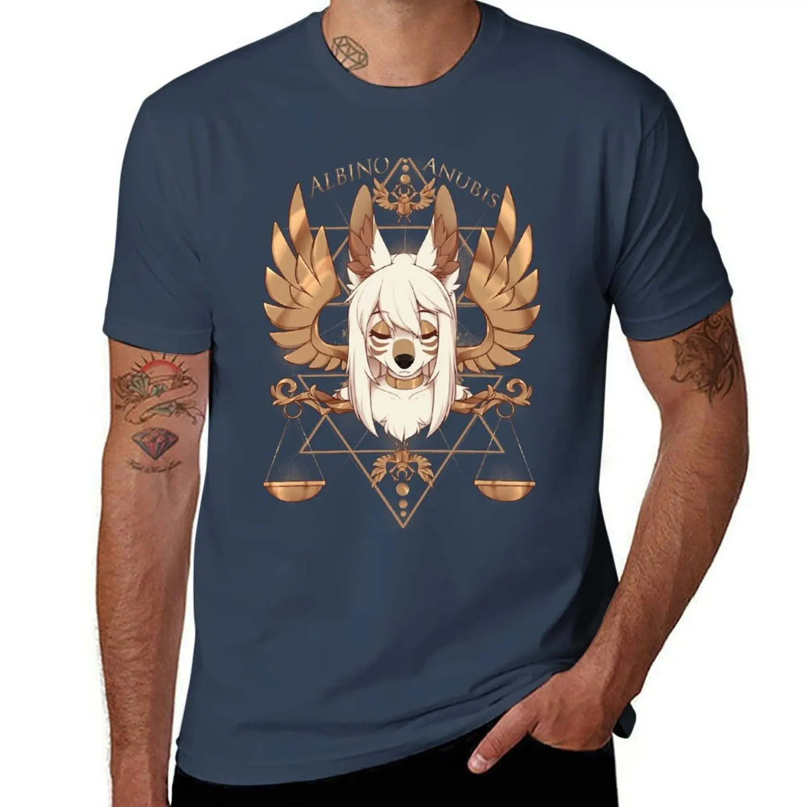 

Aki albino Anubis T-Shirt cotton t shirts man 100% men t shirt cotton 100% T-Shirt