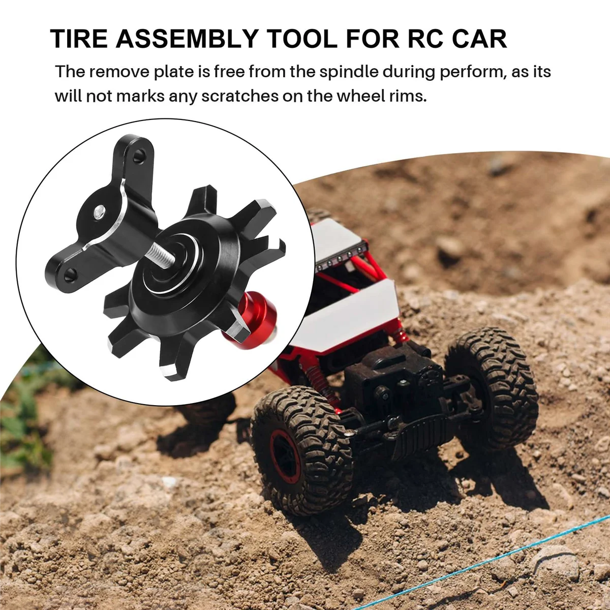 New CNC Metallic Tire Assembly/Disassembly Aid Tool for 1/10 RC Crawler Car 1.9 2.2 Inch Beadlock Wheel,Black