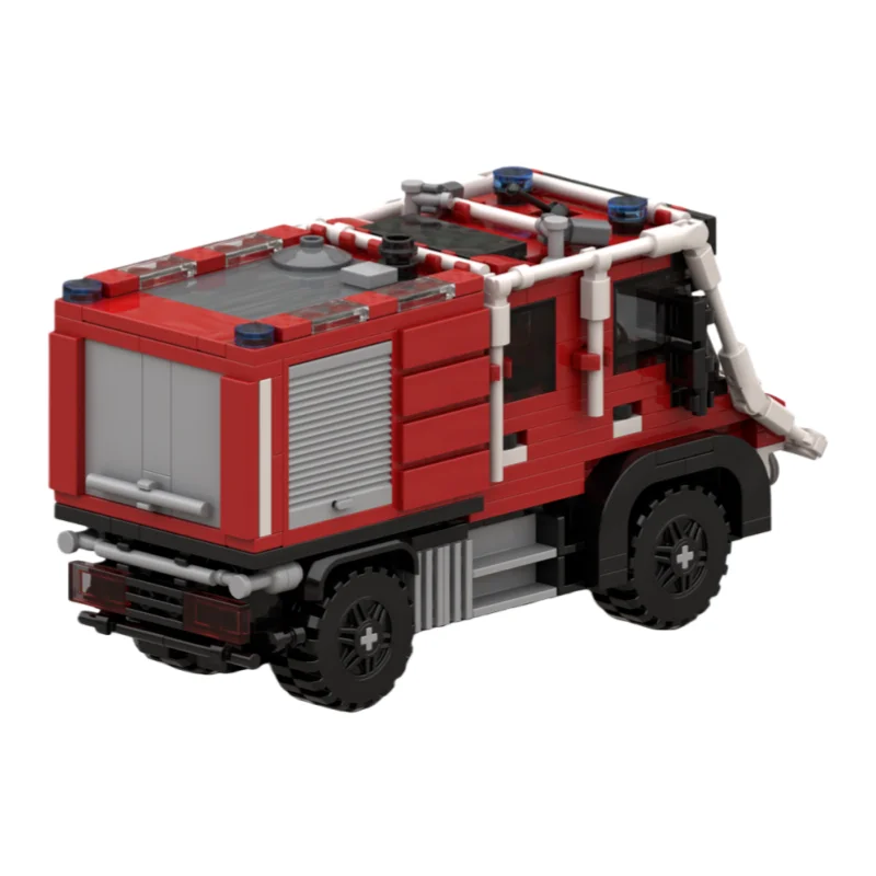 Modelo de camión de bomberos MOC, juego de juguetes de bloques de construcción de partículas pequeñas (448 piezas), adecuado para todos los entusiastas de montar como adornos
