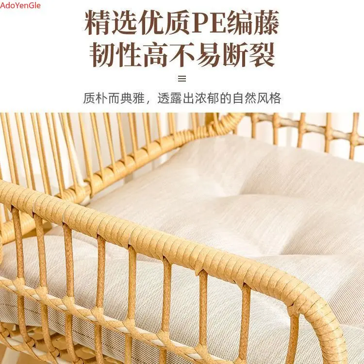 Home leisure rattan woven rocking chair creative nap balcony carefree adult living room modern lazy handmade lounge chair