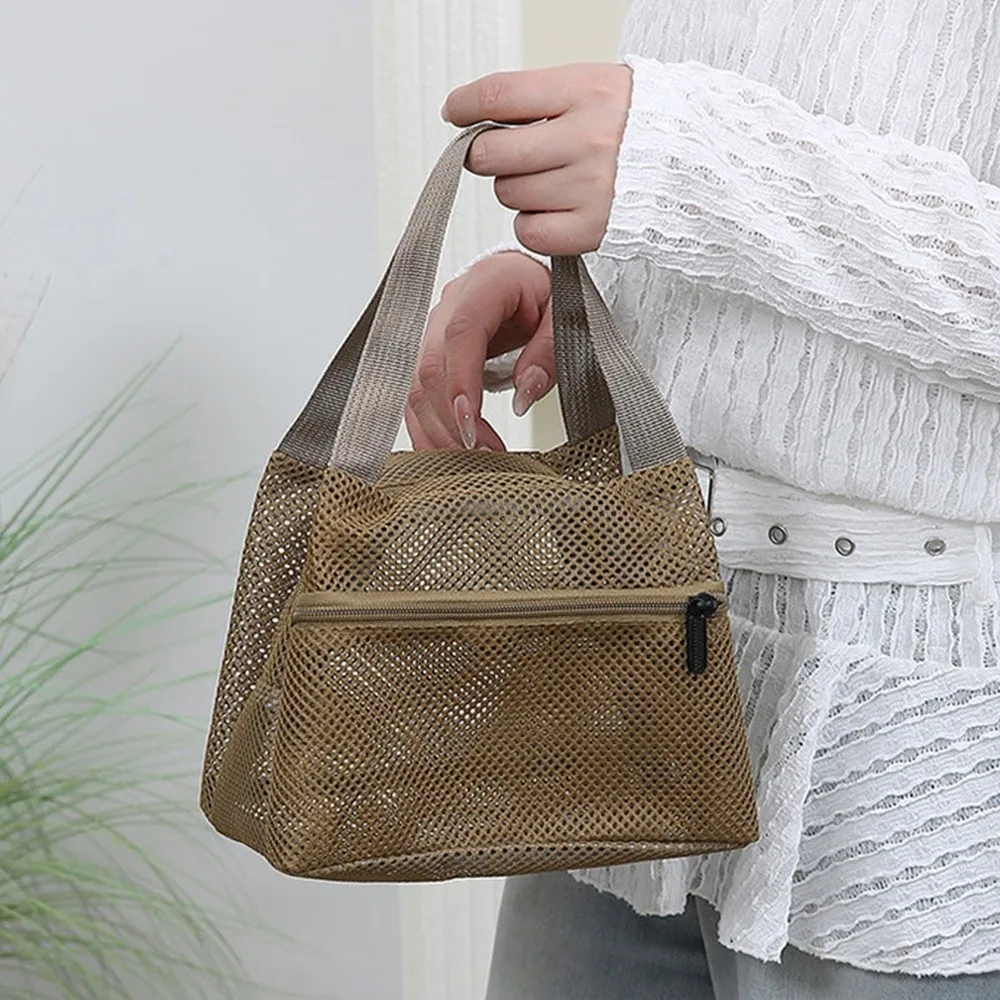 Breathable Mesh​ Mesh Beach Bag​​ ​​Large Capacity​​ Foldable​​ Makeup Bag Quick-Drying ​​Lightweight ​​Handbag