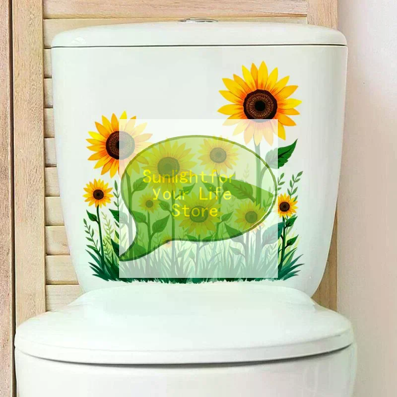 HOT!Plants Flowers Sunflowers Butterflies Wall Stickers Toilet Sticker Bathroom Toilet Cover Refrigerator Sticker Wc Decoration