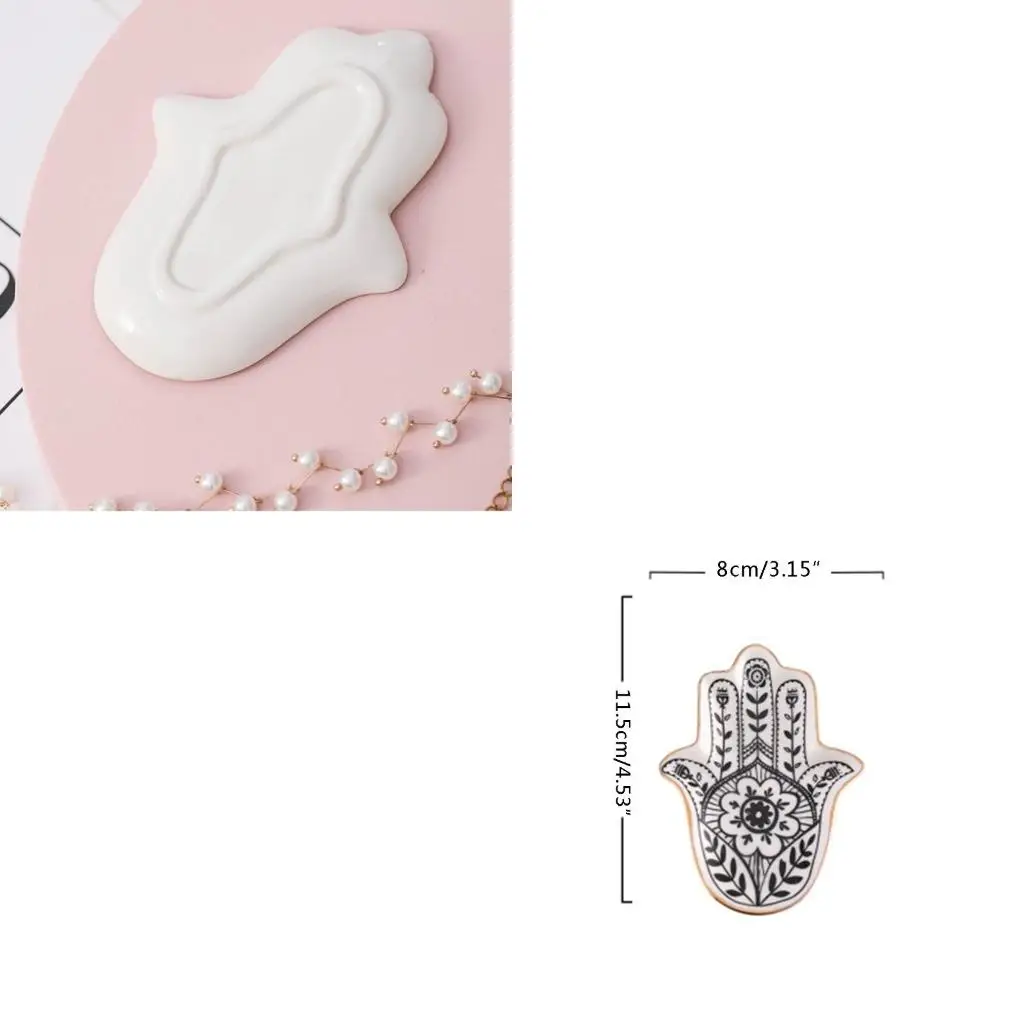 Ceramic Material Small Hand Trinket Dishes Rings Dish Holder Small Jewelry Trays Decorative Plate Gifts for Friend