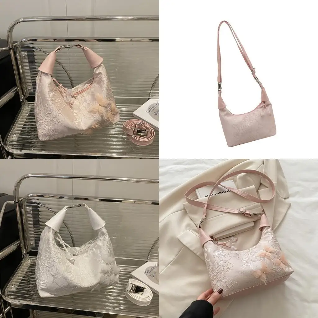 

D46D Chinese Crossbody Shoulder Bag Embroidery Evening Clutches Purses with Zipper Dumpling Bags Handbag Purses Gifts