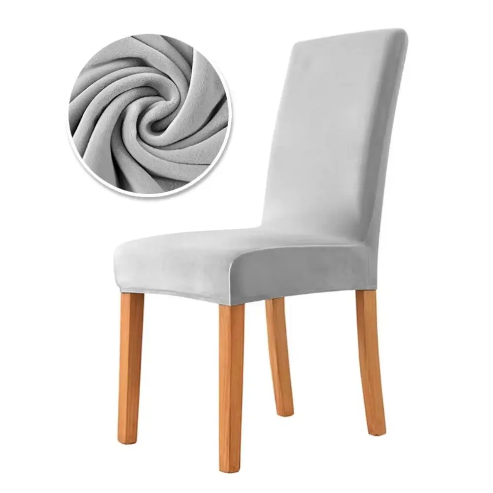 Washable Thickened Chair Cover Velvet Solid Color Elastic Chair Slipcover Anti-Slip Removable Full Wrap Stool Cover Restaurant