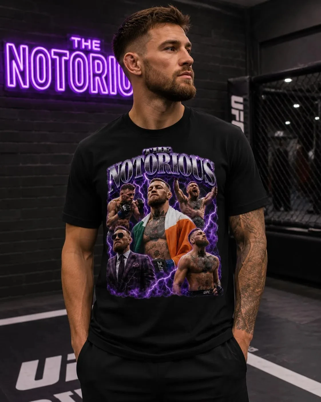 Vintage Conor McGregor Printed T-shirt Men Loose Oversized UFC The Notorious Fighter Graphic Tee MMA Boxing Fan Casual Short
