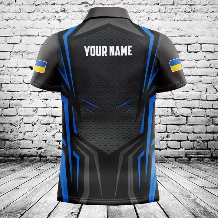 Custom Name Ukraine Flag Graphic Polo Shirt Summer Cool Men's Fashion Streetwear Vintage Jersey Plus Size Short Sleeve Pullover