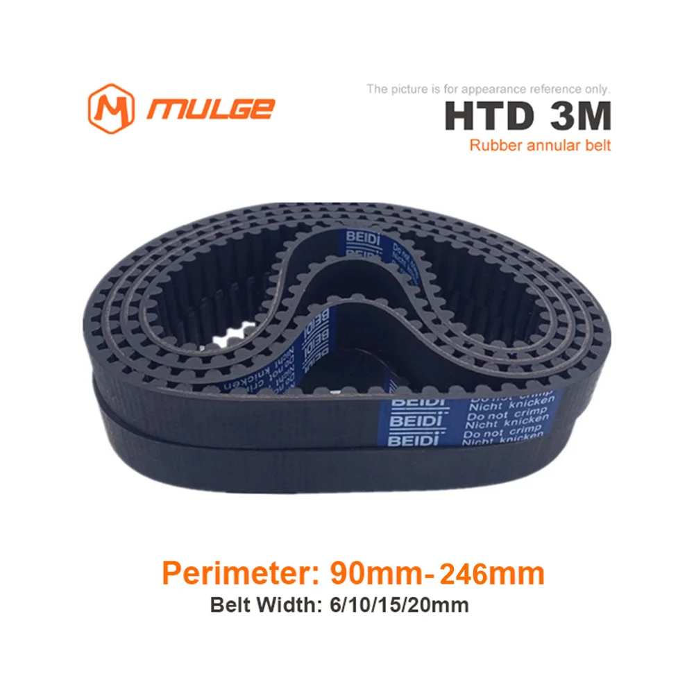 

HTD 3M High-Quality Rubber Timing Belt Perimeter 90/99/102/108mm-231/234237/240/243/246mm Width 6/10/15/20mm