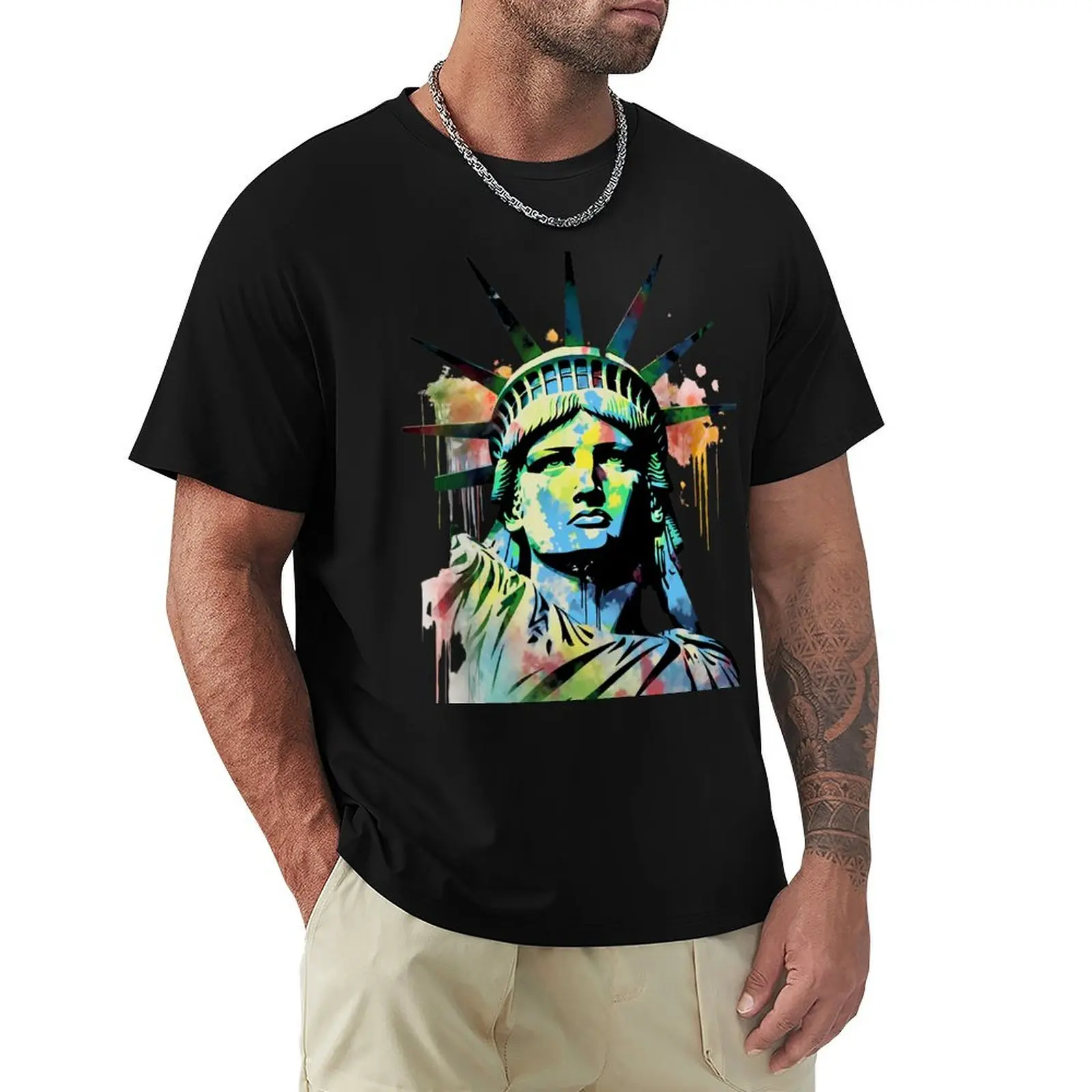 Impressionist Statue of Liberty Graphic Tee Iconic American Landmark Vector Design T-Shirt