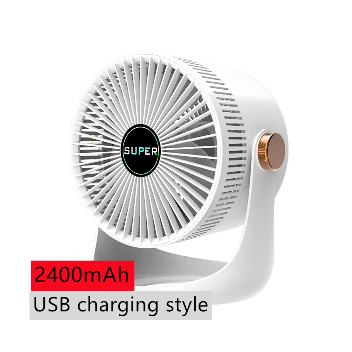 Household Table USB Rechargeable Air Circulation Electric Fan 2400MAh Battery Wall Mountable Cooling Ventilator Fan A