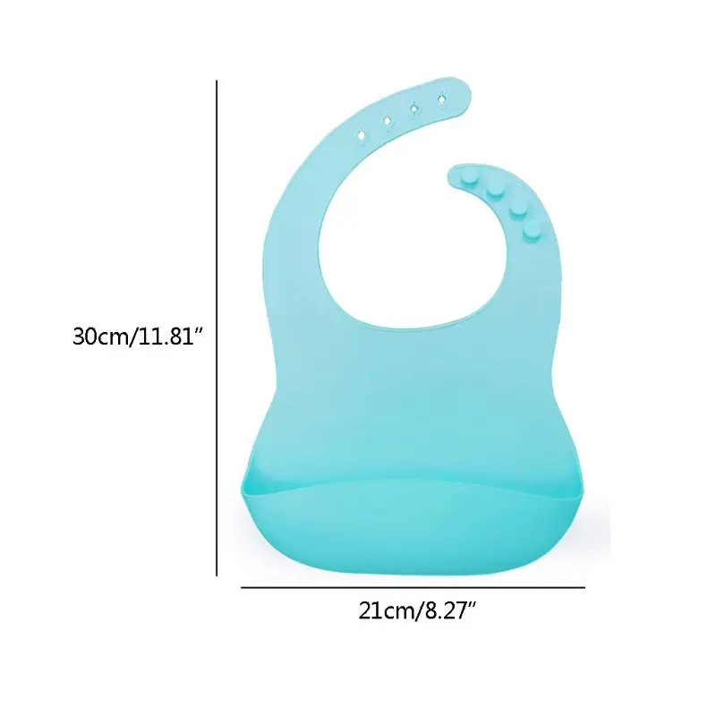 Waterproof Adjustable Silicone Bibs Soft Durable for Babies & Toddlers Baby Silicone Feeding Bib Waterproof Blue Gray