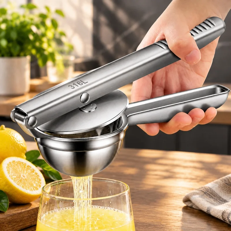 316 Stainless Steel Citrus Press Hand Tool for Oranges and Lemons, Sturdy Fruit Juicer for Kitchen Use