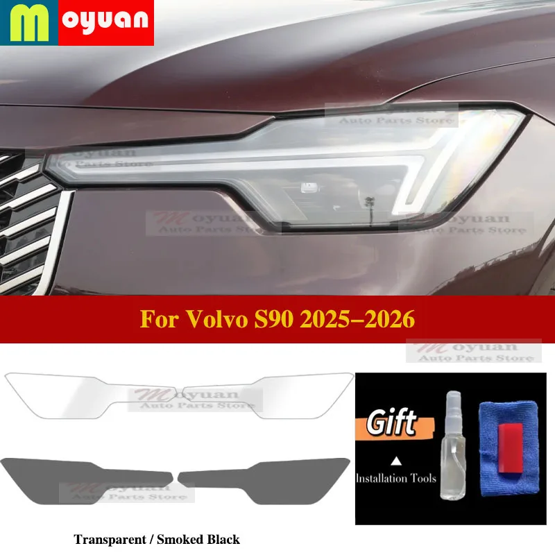 For Volvo S90 2025-2026 Car Headlight Protective Car Film Front Headlamp Transparent Black TPU Exterior Sticker Car Accessories