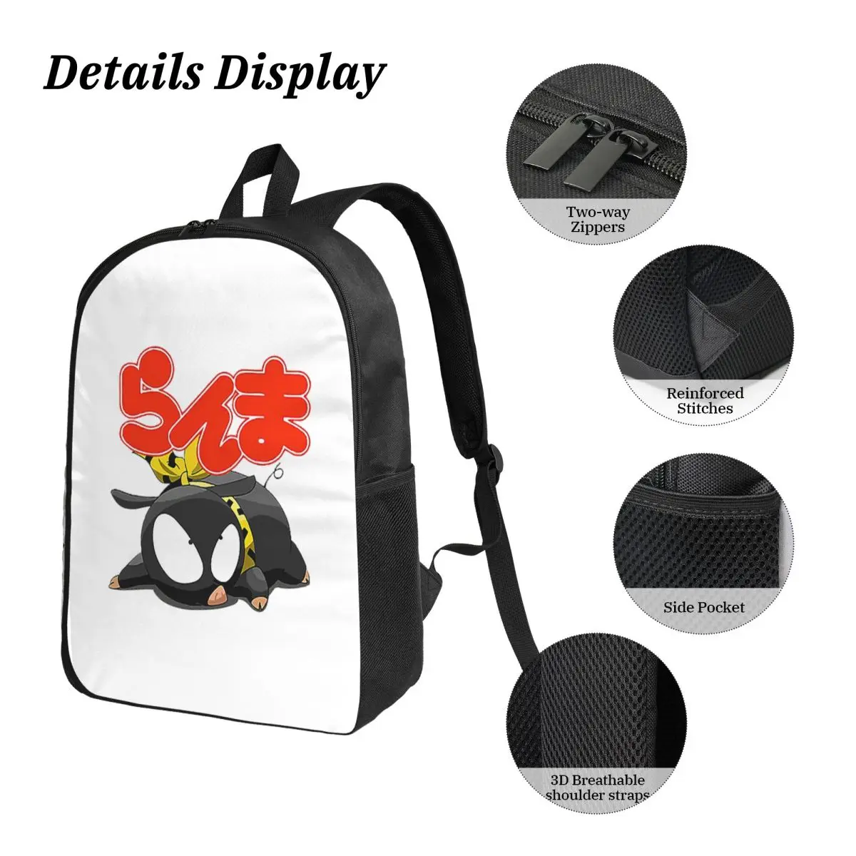 P Chan Ranma Backpack Student Boys Girls BookBag School Bag Laptop Shoulder Bags 3ps Insulated Lunch Bag Pencil Case