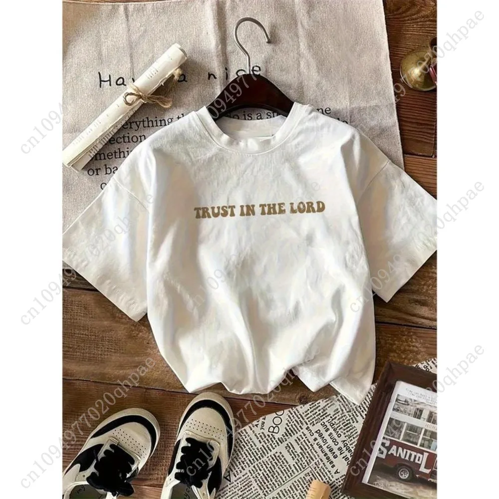 Girls' Short-Sleeve T-Shirt - 100% Cotton Relaxed Fit Casual Top with Inspirational Bible Verse Print (Proverbs 3:5-6) - Breatha