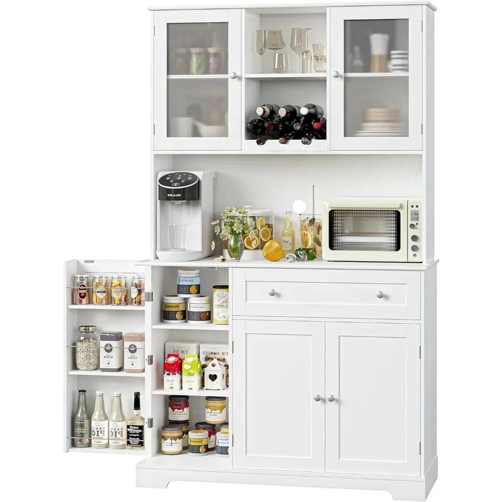 

Kitchen Pantry Storage Cabinet, Modern Buffet Cabinet with Hutch,Food Pantry Cabinet with Doors and Shelves for Dining Room