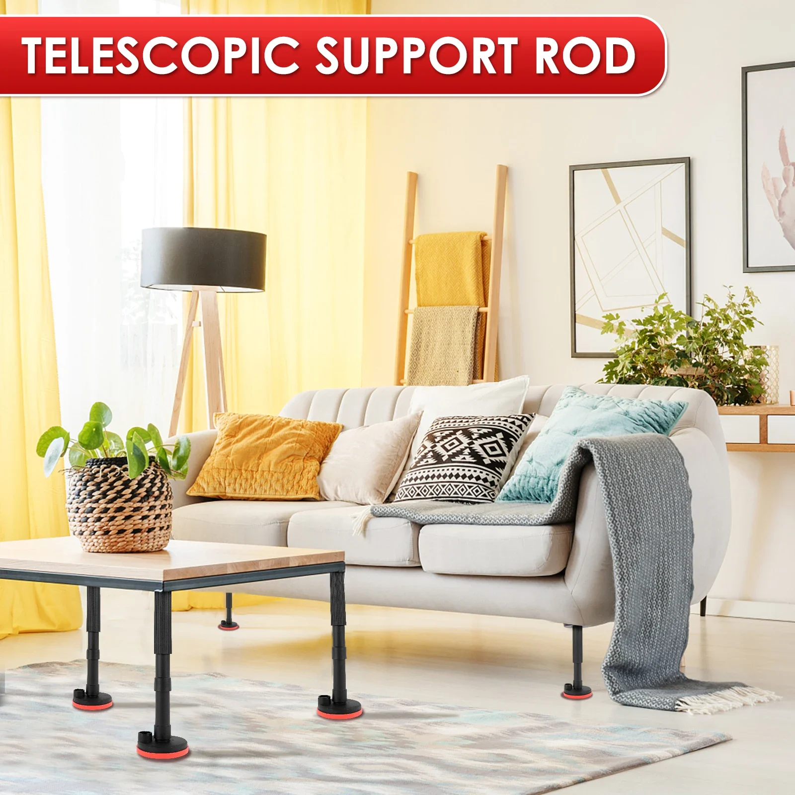 2Pcs Telescopic Support Rod Cabinet Jacks Wall Support Pole Woodwork Tool Labor-Saving Hand Lifting Jack for Installing Cabinets