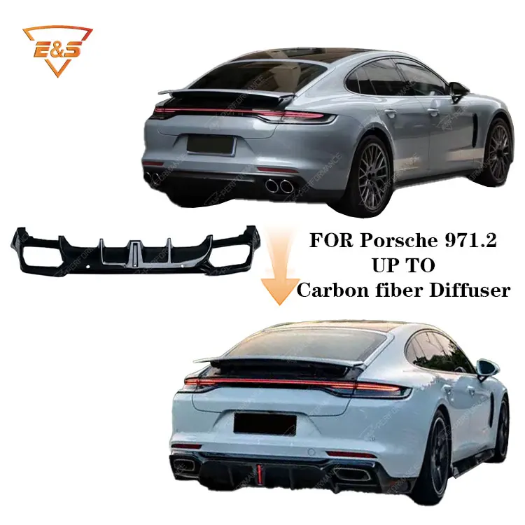 High Quality Rear Diffuser for Porsche Panamera 971.2 Upgrade to Carbon Fiber Style Rear Diffuser