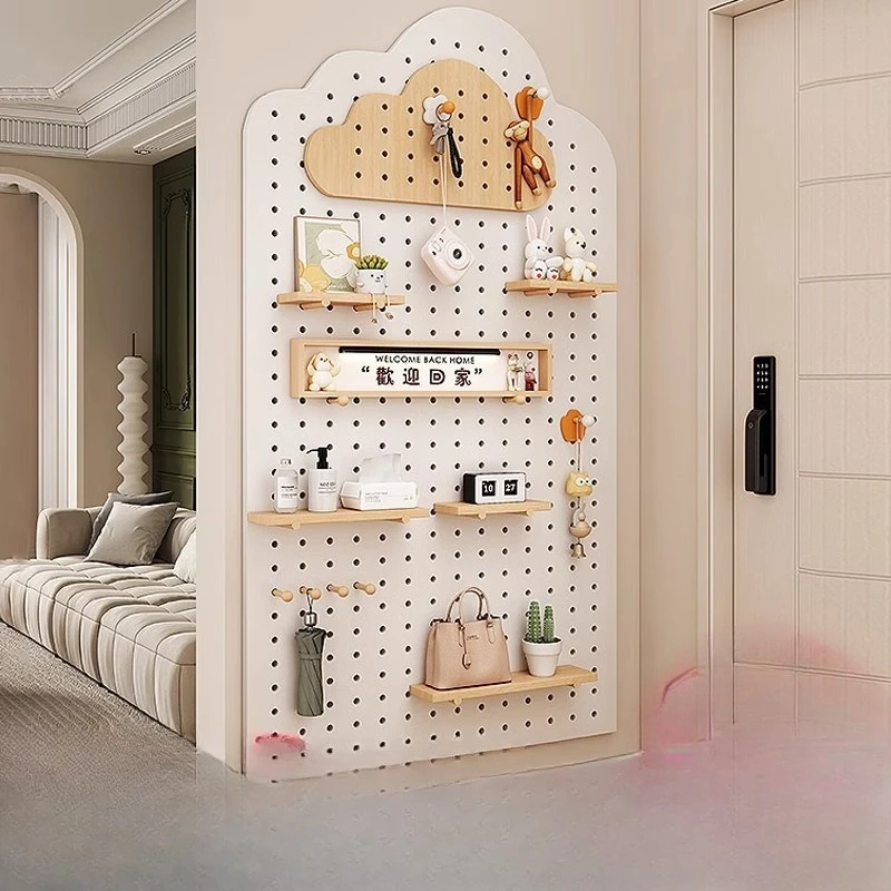 Solid wood hole board entrance hanging board home baffle storage rack wall display wholesale