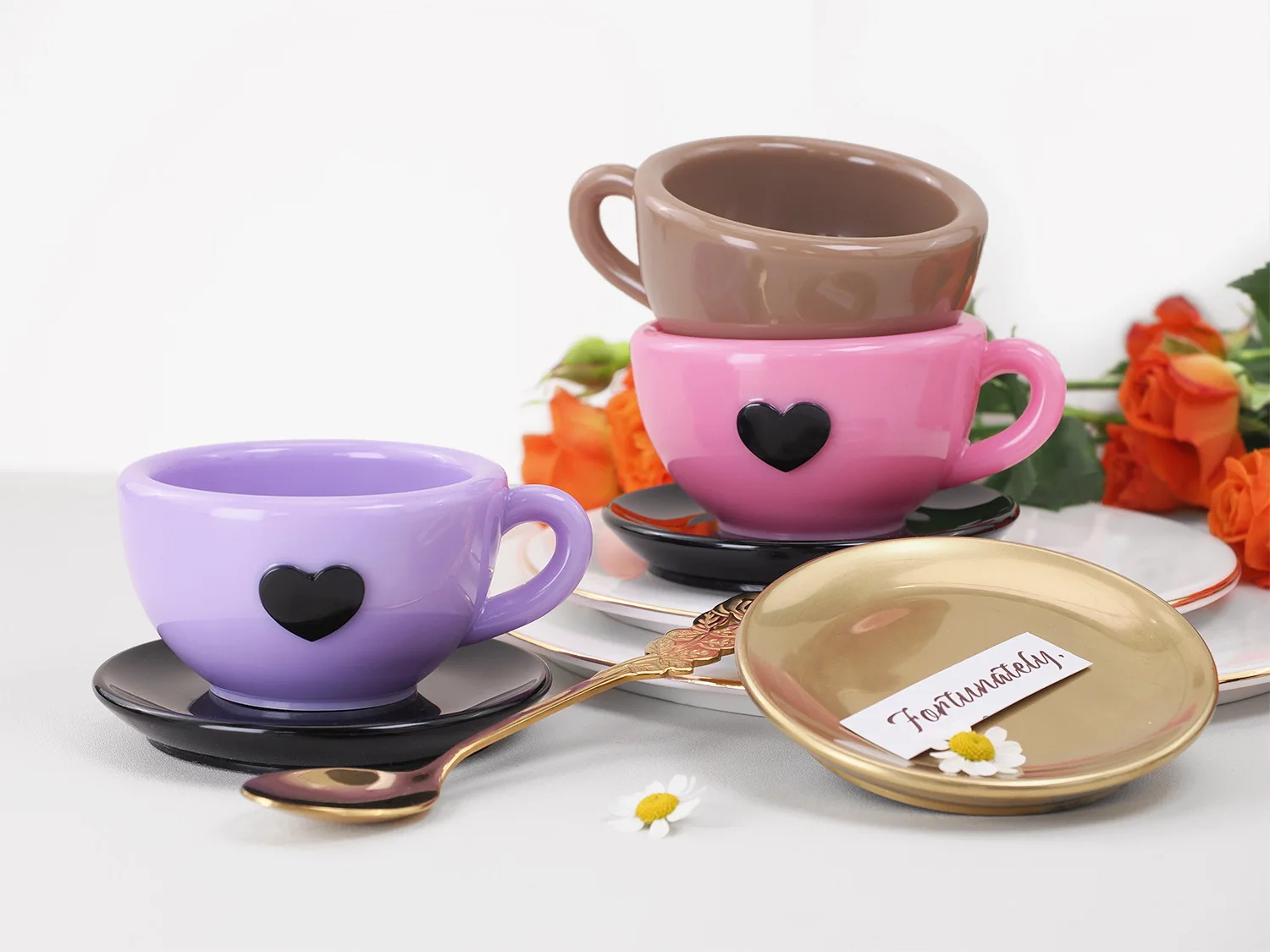Creative Production of Love Coffee Cup and Coaster Set Candle Cup Pottery Mold Home Decoration Gypsum Concrete Silicone Mold