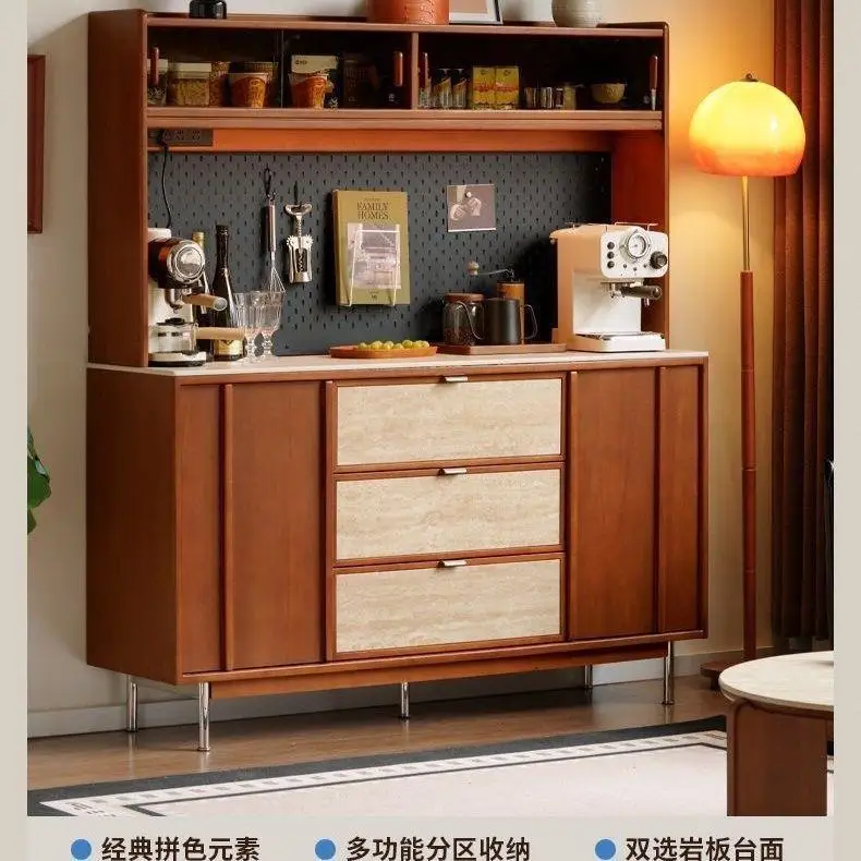 Nordic retro solid wood dining side against the wall, living room locker, household integrated antique style, medieval tea rock