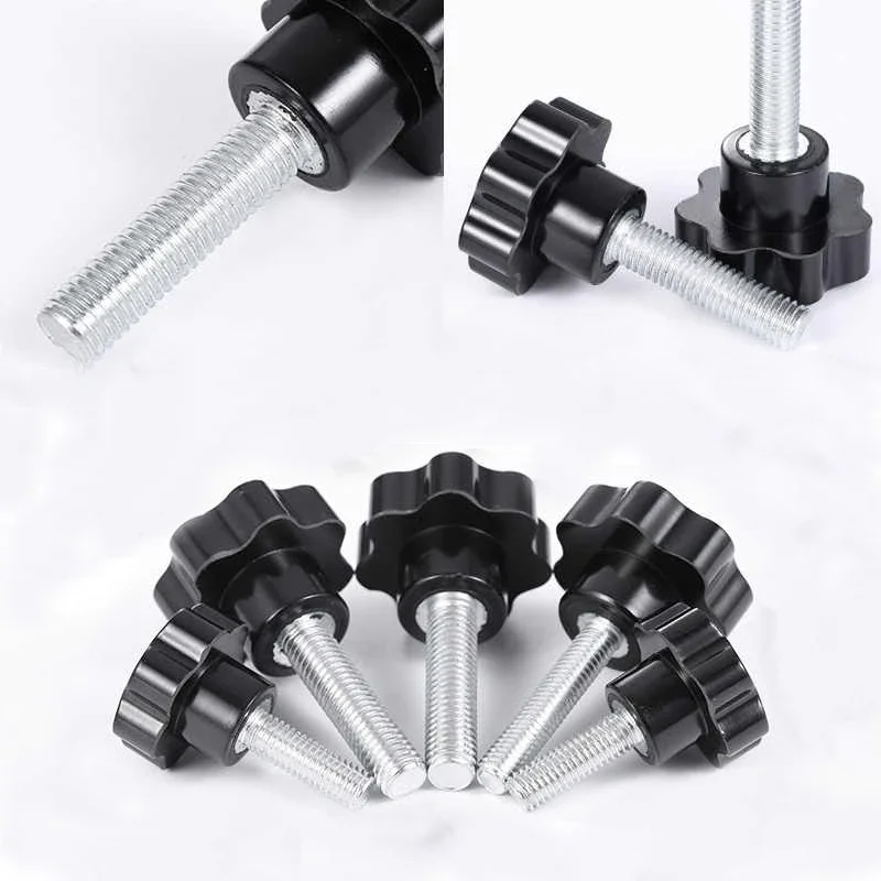 1/4/8Pcs M4 M5 M6 M8 M10 Star Shaped Manual Knob Screw Bolt Carbon Steel Star Head Thread Clamping Finger Shank Machine Screw