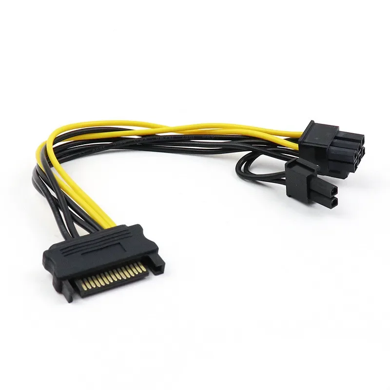 Single SATA 15 Pin Turn to 8 Pin Graphics Card Power Connector Line 6PIN+2PIN Adapter Cable 15P to 8P Graphics Card Line Cable