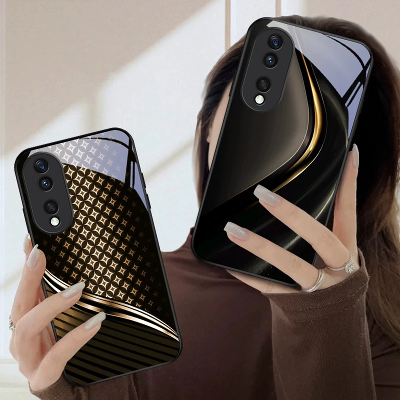 

Retro diamond geometry For Honor Magic 4 5 6 Pro 7 X6 X9c X9 X6b X8 X9b X5b X8b 30 Pro+ 50 Pro 70 90 200 Lite Glass Phone Case